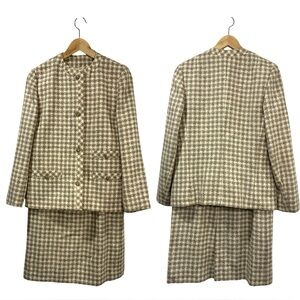[xs] Henry Paris Wool Tweed Jacket & Skirt Suit | Made in France | Vintage